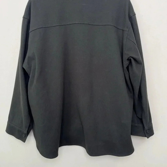 Uniqlo Womens Medium Dark Olive Brush Jersey Button  Oversized Shirt - Picture 14 of 15